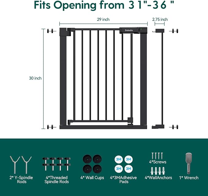 BABELIO Baby Gate for Doorways and Stairs, 31-36" Pet Gate - Image 6