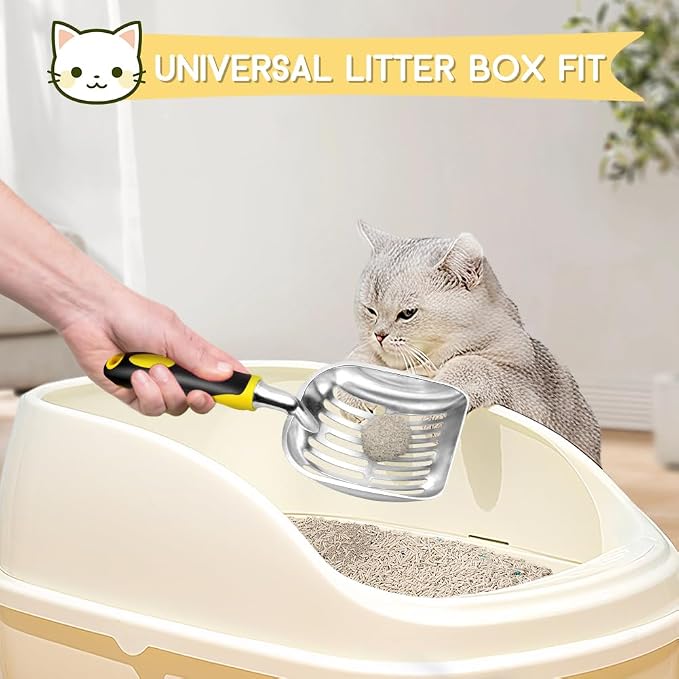 Cat Litter Scoop, Metal Cat Scooper, Rubber Handle Scoop, Sifting Shovel – - Image 6