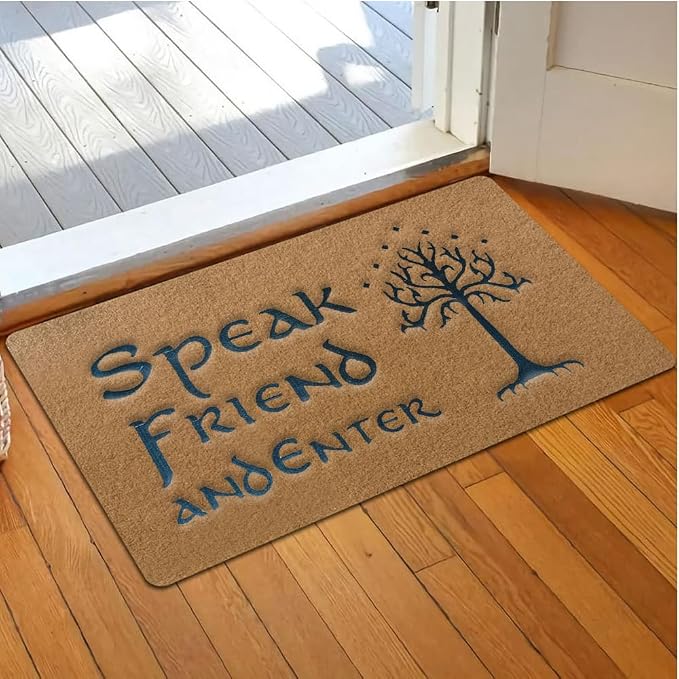 Coir Door Mat Outside Entrance, Speak Friend and Enter Funny Doormat, - Image 2