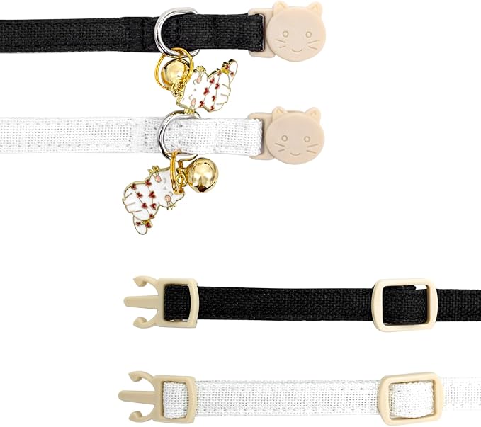 Elegant little tail 2 Pack Cat Collar- White Linnet Cat Collars Breakaway - Image 3