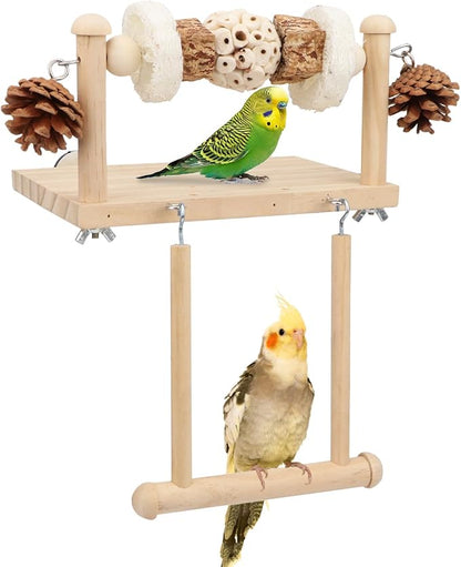 Litewoo Bird Perch Wooden Platform Bird Swing Chew Toys Play Gyms Exercise by Litewoo