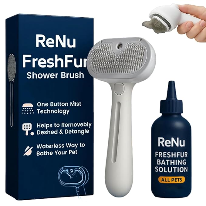 Renu Dog Brush, Renu FreshFur Dog Shower Brush + Bathing Solution, 3 in 1 Self by RenuFreshFur