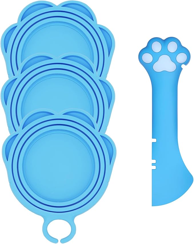 Cat Food Can Spoon & 3 Pcs Can Lids | Cute Paw Shape Covers & Opener by DORUI