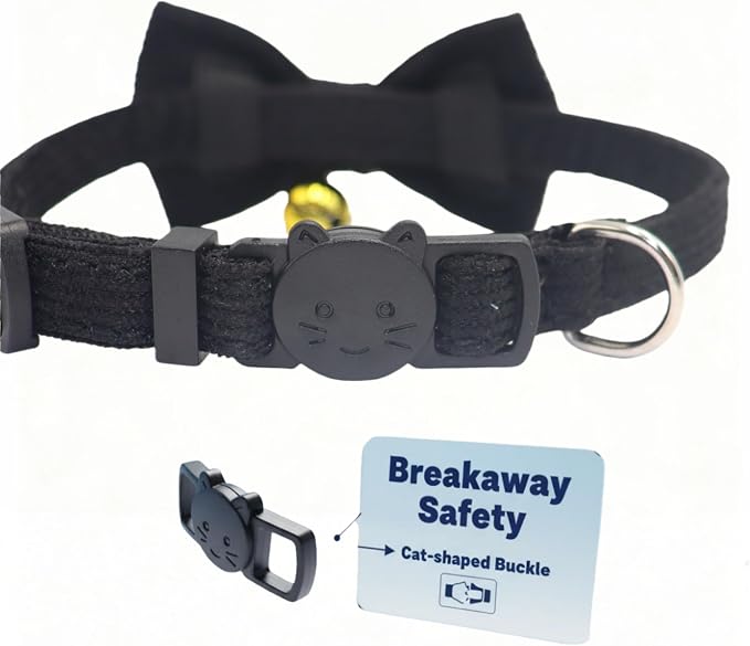 THAIN Cat Collar with Bow Tie and Bell, Breakaway Adjustable Cute Soft Corduroy - Image 3