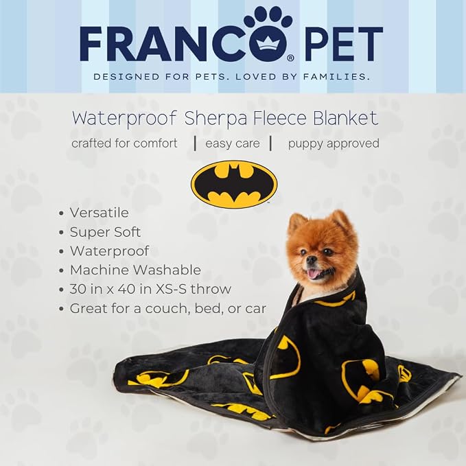 Franco Pet Batman DC Comics Bat Shield Logo Super Soft Cozy Waterproof - Image 2