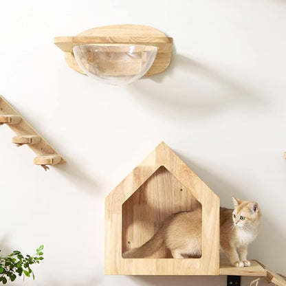 FUKUMARU Cat Wall Furniture Set, Transparent Capsule Kitten Walls Shelves - Image 9