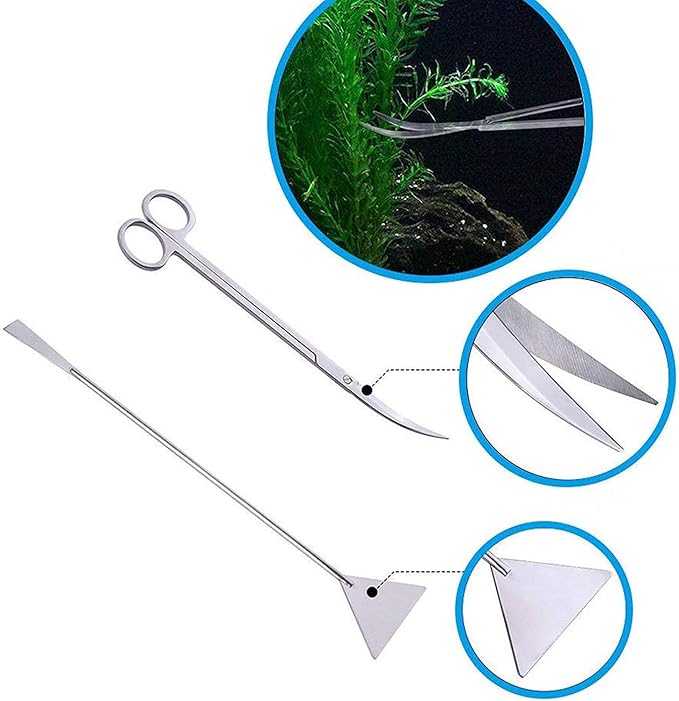 15in Aquascaping Tools, 4 in 1 Long Aquarium Tweezers Scissors Spatula - Image 4
