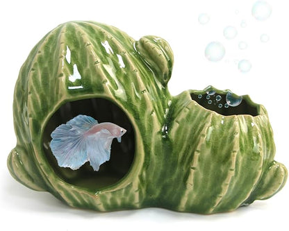 Aquarium Decor Cave Betta Fish Tank Accessories Ornaments Cactus House Hideout by Deapeey