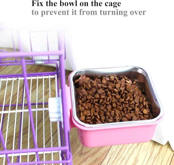 Dog Crate Bowl for Cage, Detachable Stainless Steel Pet Food Bowls, Hanging - Image 4