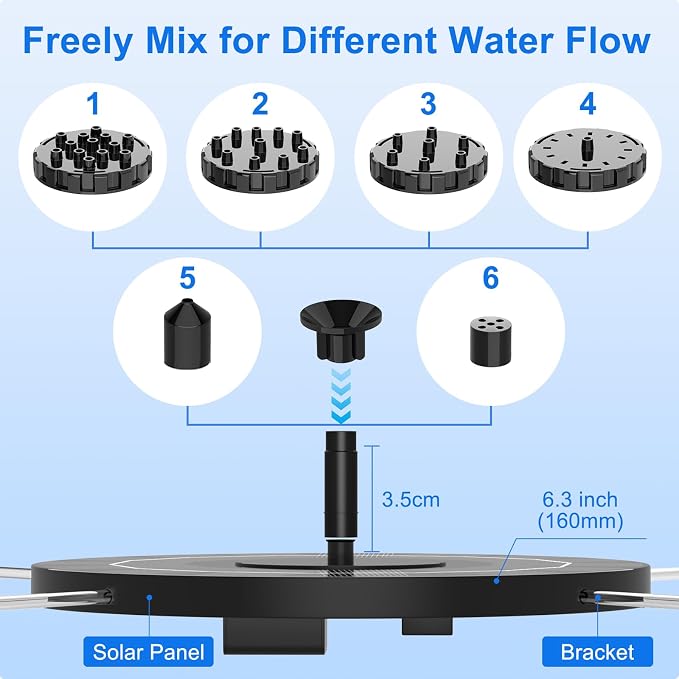 2.5W Solar Bird Bath Fountain Pump, Solar Fountains, Solar Powered Water - Image 5