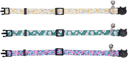 3 Pack Cat Collar Floral with Bell Breakaway Adjustable Flower - Image 3