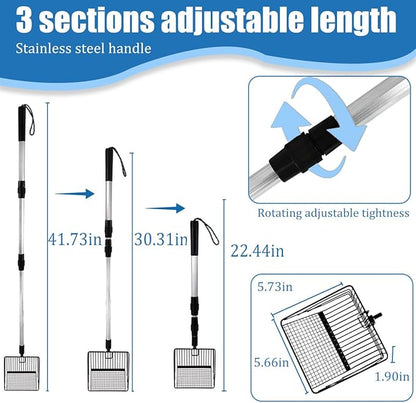 Large Chicken Poop Scooper, 3 in 1 Adjustable Long Handle Chicken Scooper - Image 2