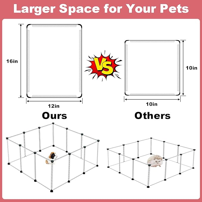 12 Panels Transparent Small Animals Playpen, Plastic Enclosure, Puppy Play Pen - Image 3