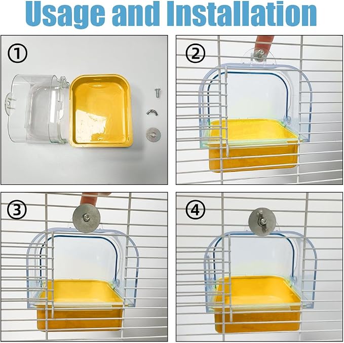 Bird Bath for Cage, Cleaning Pet Supplies Cockatiel Bird Bathtub - Image 8