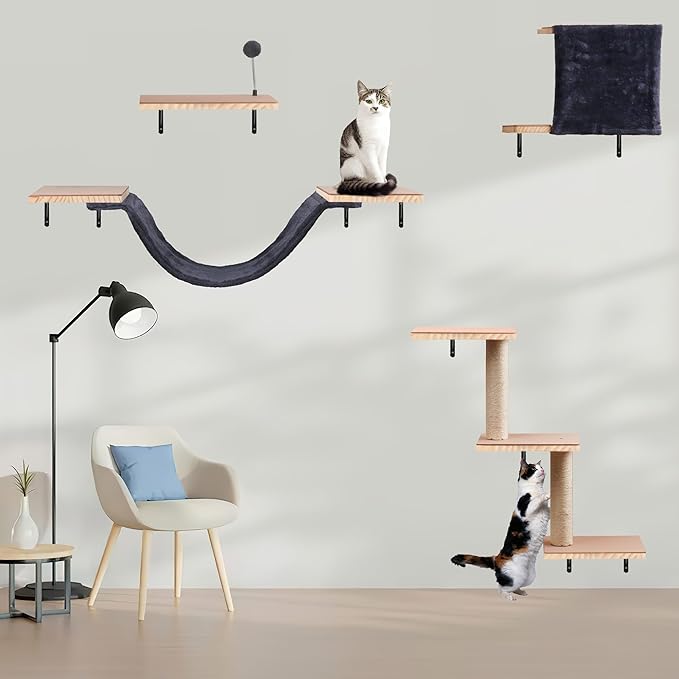 Wall Mounted Cat Climber Set, Solid Wood Cat Wall Shelves - Image 7