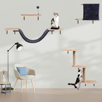Wall Mounted Cat Climber Set, Solid Wood Cat Wall Shelves - Image 7