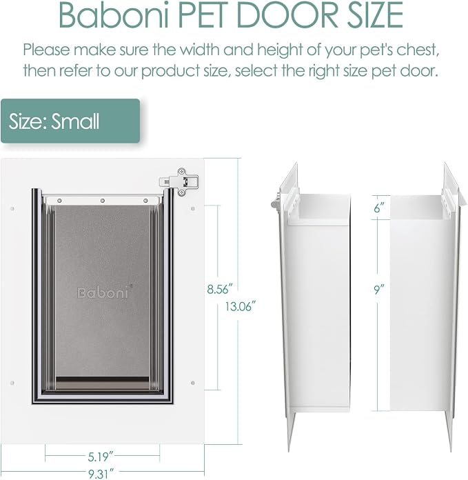 Baboni Pet Door for Wall, Steel Frame and Telescoping Tunnel, Aluminum Lock - Image 3