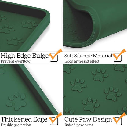 Ptlom Pet Placemat for Dog and Cat, Waterproof Silicone Pet Feeding Bowl Mats - Image 4