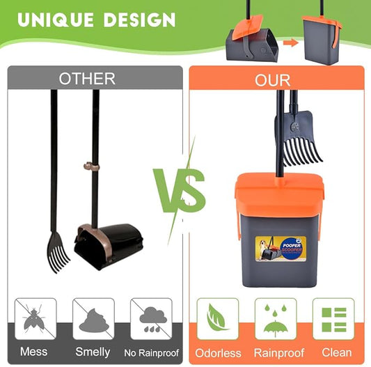 Dog Pooper Scooper Swivel Bin & Rake Kit - Image 2