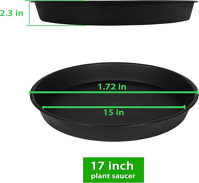 2 Pack of 16 17 inch Plant Saucer, 2.3" Depth, Plant Trays - Image 2