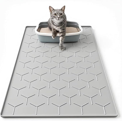 Cat Mat for Litter Box, Large 34" X 22" Cat Litter Mat, Waterproof Silicone Pad by Garoopion