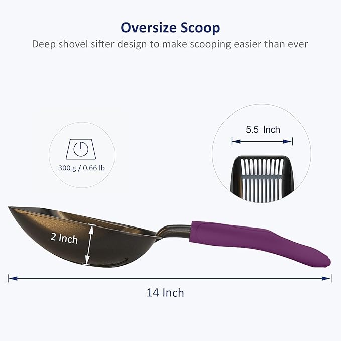 WePet Cat Litter Scoop, Non-Stick Plated Aluminum Alloy Sifter, Kitty Durable - Image 3