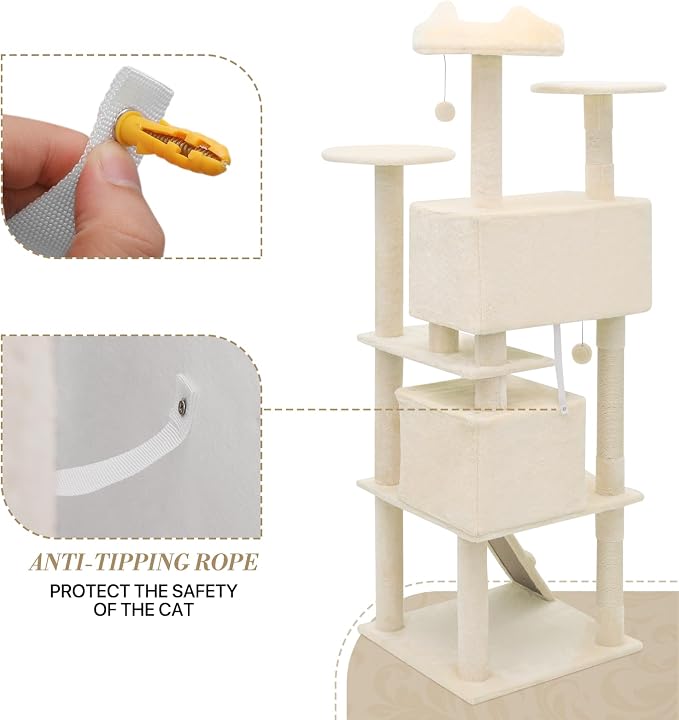 Athena Collection Cat Tree, 70 Inch Cat Tree Tower - Image 7
