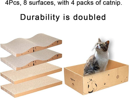 Cat Scratcher Cardboard Pad Scratch Box, Reversible Durable - Image 8