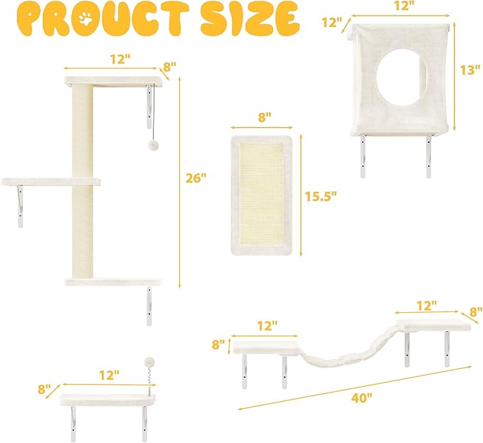 NUNU LAB Cat Wall Shelves, 10-in-1 Wall-Mounted Cat Furniture Set, Large Cat - Image 5