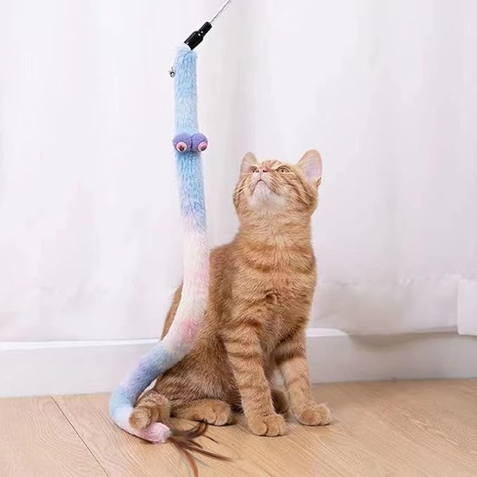 Cat Toys for Indoor Toys, Rainbow Cat Wand Toys, Feather Flips Plush Ball Cat - Image 5