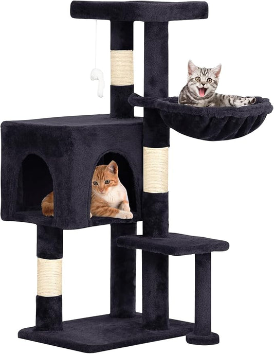 BestPet | 37" Cat Tree Tower | Dark Gray | Sturdy Multi-Level Cat Tree by BestPet