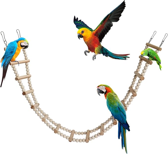Bird Ladder Bridge, Wooden Pet Hamster Climbing & Swing Toys, Cage Accessories by Dnoifne