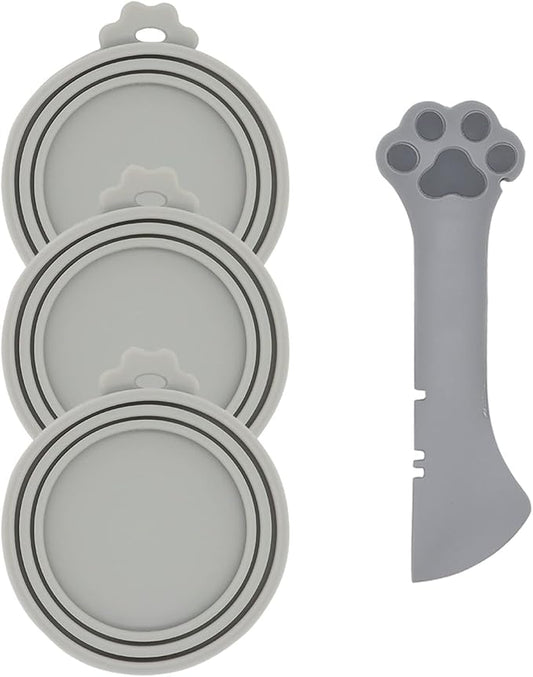 Pet Food Can Spoon & 3 Pcs Can Covers | Cute Paw Shape Opener Spatula Cat Wet by DORUI