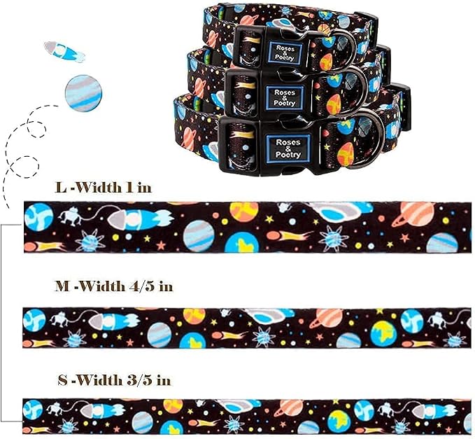 Roses&Poetry Dog Collar with Colourful Star Patterns, Adjustable Durable Puppy - Image 4
