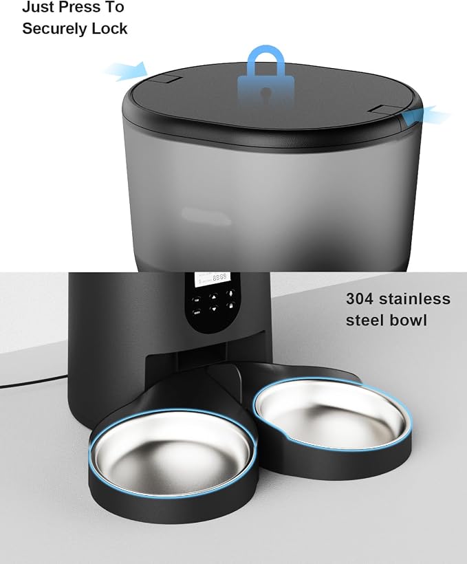 Automatic Cat Feeders for 2Cats, 6L/25cup Automatic Cat Food Dispenser - Image 5