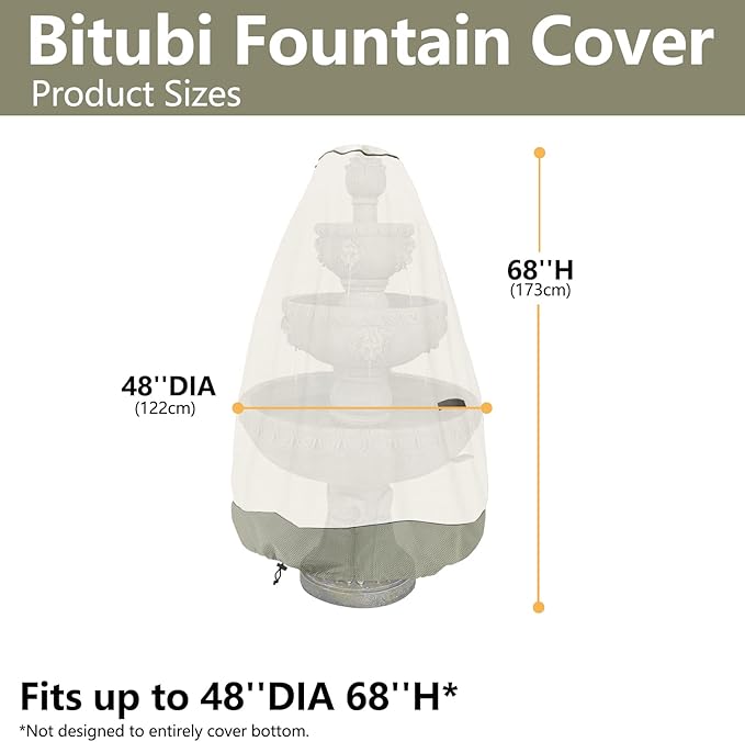 Bitubi Fountain Cover（48"x68"） 600D Oxford Cloth Garden Fountain Statue - Image 2