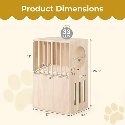 Tangkula 2-Tier Luxury Wood Cat House, Wooden Kitten Cage Condo - Image 8