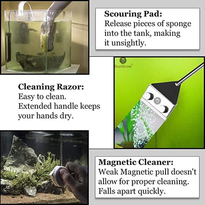 SunGrow Aquarium Glass Cleaner, Long Handheld Tool Cuts Cleaning Time to Half - Image 3