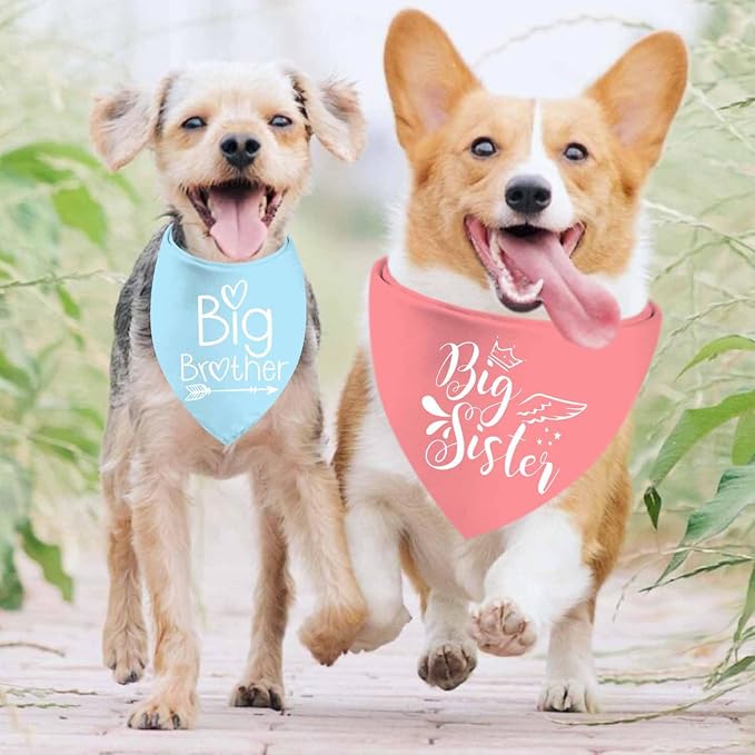 Big Sister Big Brother Dog Bandanas, Adjustable Double Sided Pet Bandana - Image 2