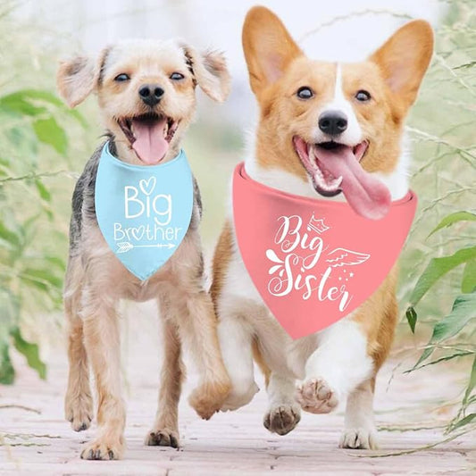 Big Sister Big Brother Dog Bandanas, Adjustable Double Sided Pet Bandana - Image 2