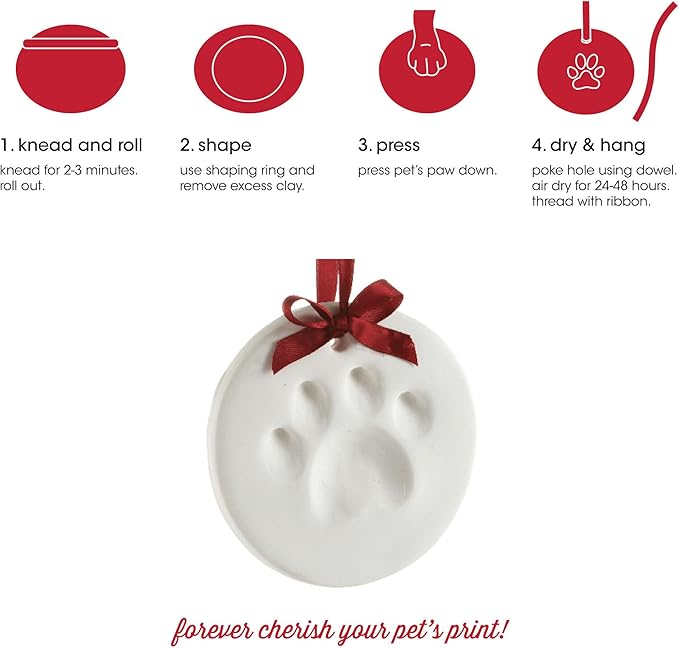 Pearhead Clay Pawprint Christmas Ornament, Pet Owner Holiday Gift, Dog or Cat - Image 2