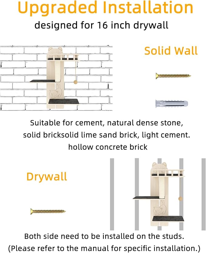 Cat Wall Shelves, 3 Platform Kitten Wall Furniture, DIY - Image 7