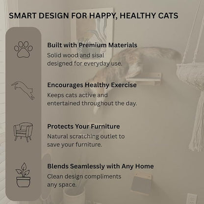 Modern Cat Wall Furniture Set – 5-Piece Hanging Shelves - Image 6