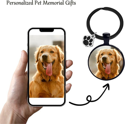 Custom Pet Photo Keychain Personalized Photo Pawprint Dog Tag Keychain Engraved - Image 2