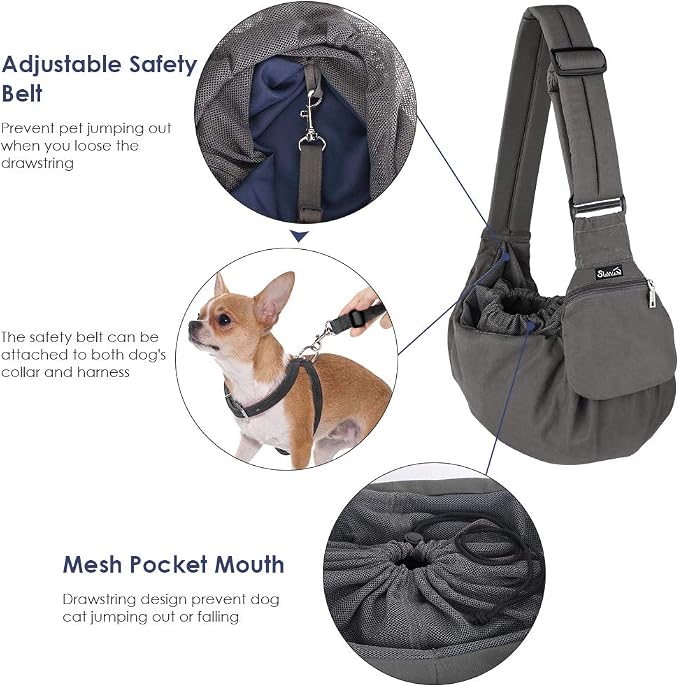 Lukovee Dog Sling Carrier, Hard Bottom Support & Adjustable Soft Padded - Image 3