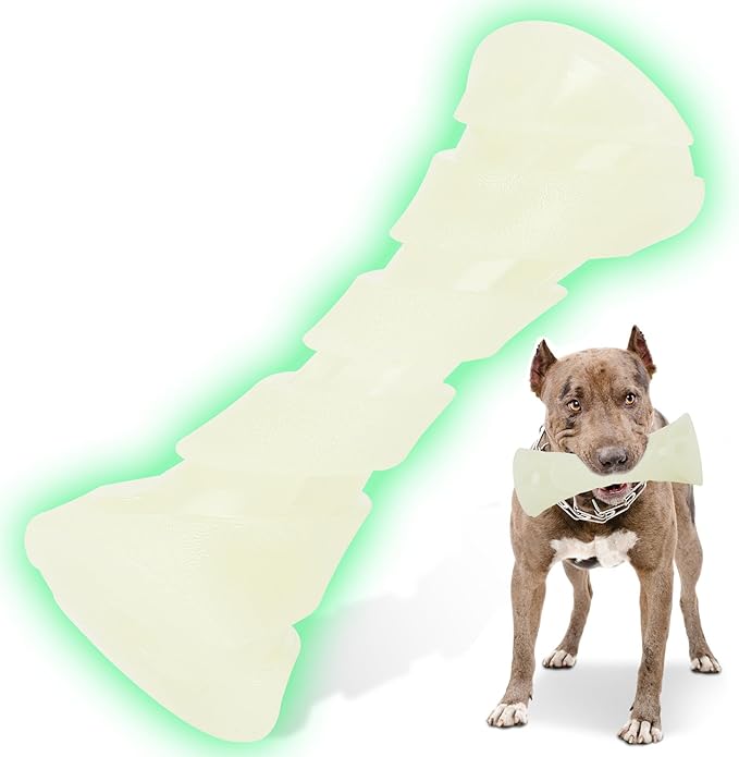 Glow in The Dark Dog Chew Toy, Rubber Dog Toys to Keep Them Busy, Interactive by KGPERGU