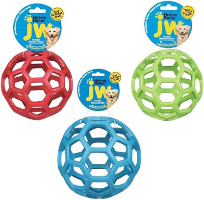 JW Pet Hol-ee Roller Dog Toy Puzzle Ball, Natural Rubber, Colors May Vary - Image 2