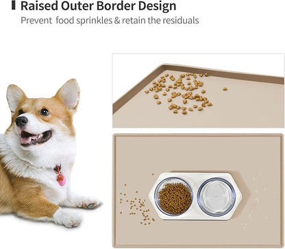 Dog Food Mat, Silicone Waterproof Food Tray, Non Slip Pet Bowl Mats Placemat - Image 3