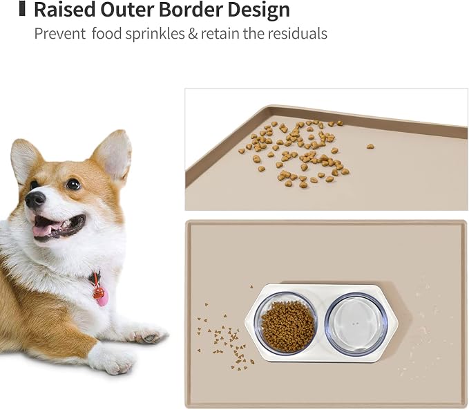 Dog Food Mat, Silicone Waterproof Food Tray, Non Slip Pet Bowl Mats Placemat - Image 3