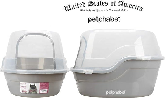 Petphabet Jumbo Hooded Cat Litter Box, Extra Large Gray - Image 2